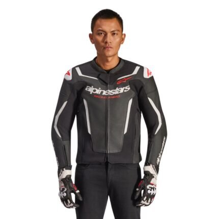 ALPINESTARS GP FORCE V2 LEATHER JACKET BLACK WHITE