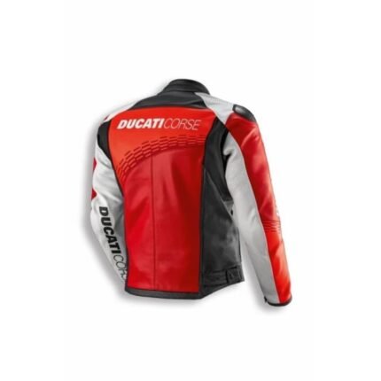 DUCATI LEATHER JACKET CORSE C7 RED WHITE
