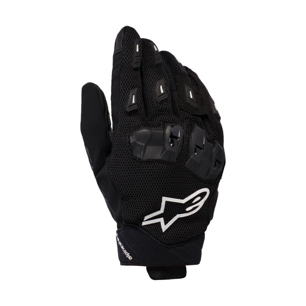 ALPINESTARS SP X 5 AIR BLACK WHITE RIDING GLOVES WITH BREATHABLE PROTECTION ALPINESTARS SP X 5 AIR GLOVES BLACK WHITE