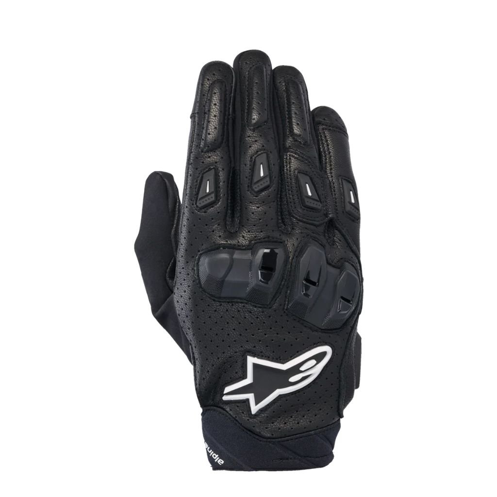 ALPINESTARS SP X 7 BLACK WHITE RIDING GLOVES WITH ADVANCED PROTECTION ALPINESTARS SP X 7 GLOVES BLACK WHITE