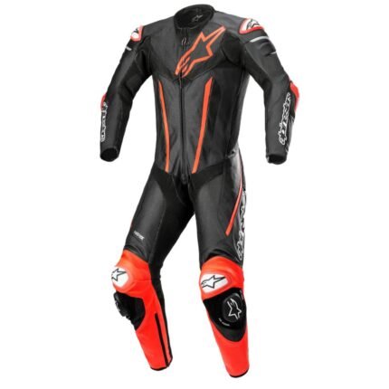 ALPINESTARS FUSION 1-PIECE LEATHER SUIT BLACK RED