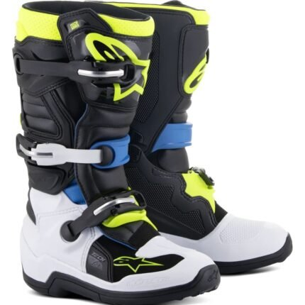 ALPINESTARS YOUTH TECH 7S BOOTS BLACK ENAMEL BLUE