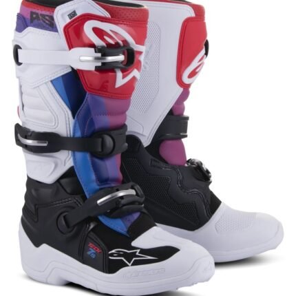 ALPINESTARS YOUTH TECH 7S BOOTS WHITE RAINBOW