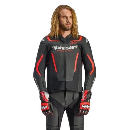 ALPINESTARS GP FORCE V2 LEATHER JACKET BLACK RED