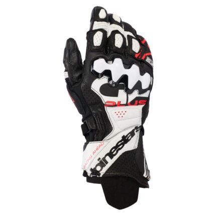 ALPINESTARS GP PLUS R V3 LEATHER GLOVES BLACK RED FLUO