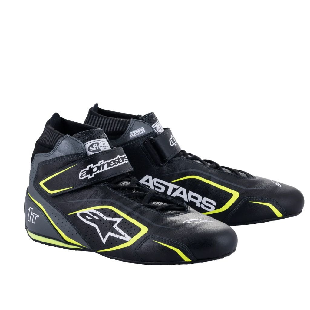 ALPINESTARS TECH-1 T V3 SHOES BLACK COOL GRAY HIGH PERFORMANCE KARTING FOOTWEAR ALPINESTARS TECH-1 T V3 SHOES BLACK COOL GRAY