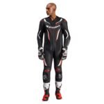 ALPINESTARS GP FORCE V2 LEATHER SUIT BLACK RED FLUO