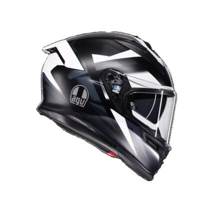 AGV MATT BLACK WHITE MOTORBIKE FULL FACE HELMET