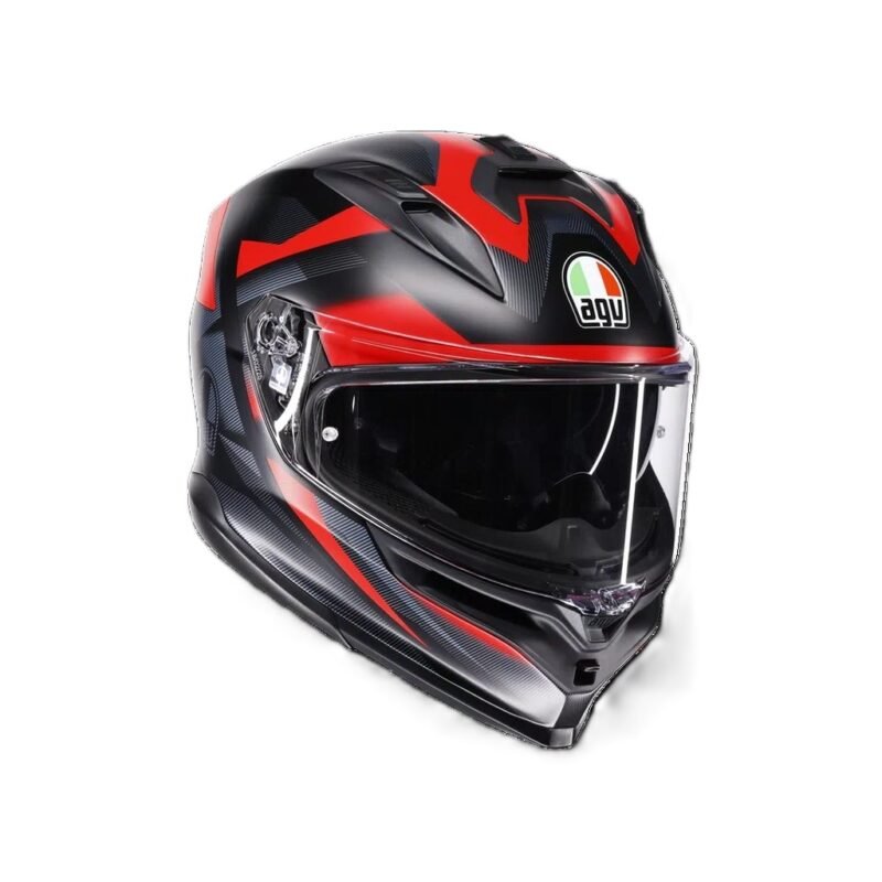 AGVGLIMPSE MATT BLACK RED MOTORBIKE FULL FACE HELMET