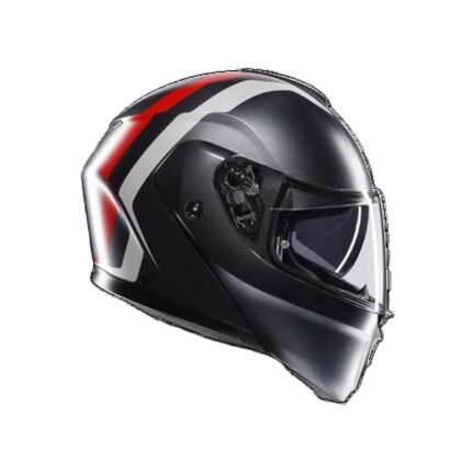 AGV MATT GREY/SILVER/RED - MOTORBIKE FLIP-UP HELMET